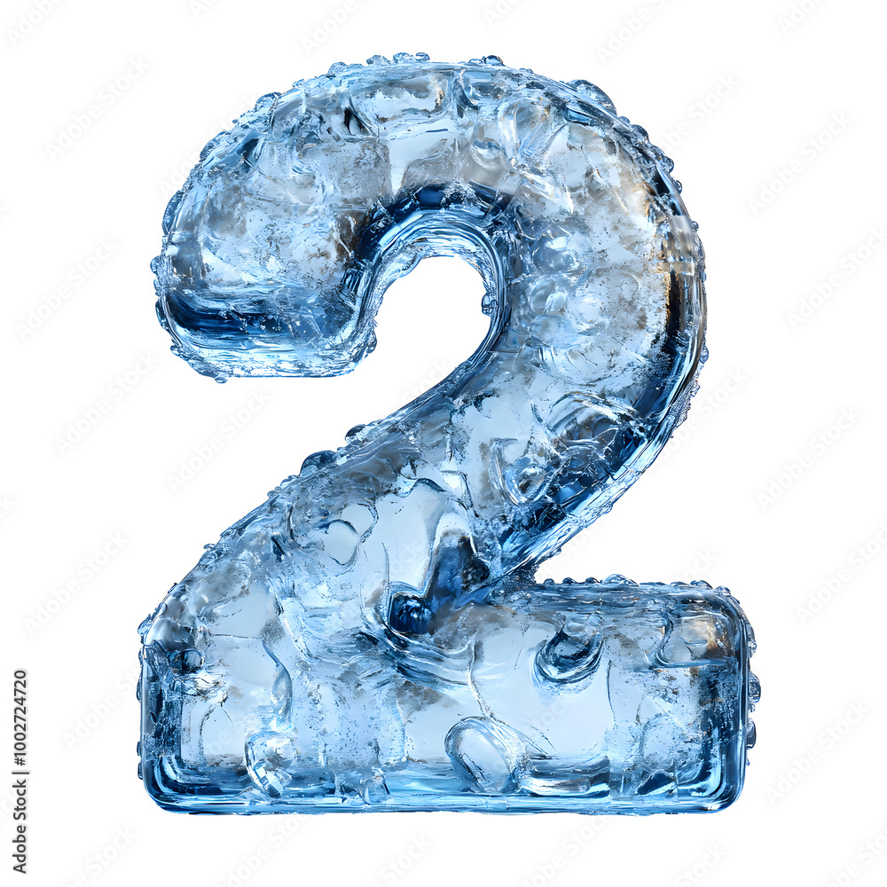 Aufkleber abstract frozen ice fractal crystal with geometric pattern and shapes in icy blue and white colors. 