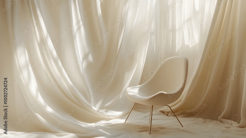 Wall mural elegant smooth fabric backdrop in neutral light tones creating a minimalist modern and visually appe