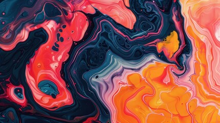 Vibrant Fluid Art Marbling, an energetic blend of contrasting colors creating a textured background, bold patterns that captivate and inspire creativity in every glance