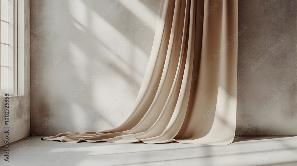 Wall mural elegant and versatile fabric material backdrop with smooth minimal textures and neutral colors ideal