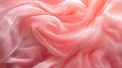 Soft billowing fabric background with flowing swirling textures and delicate pastel pink hues creating an elegant and refined backdrop for photography product display and interior design