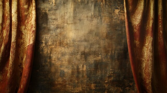 Richly textured vintage fabric material backdrop with distressed aged and weathered details creating a perfect nostalgic ambiance for a studio photography theme or interior decor