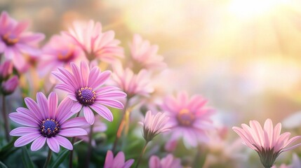 Fototapeta premium Soft Pink Flowers in Gentle Morning Light