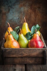 Fresh pear fruit on table with dark background