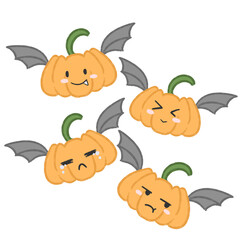 Set of Halloween pumpkin icons featuring various designs and styles