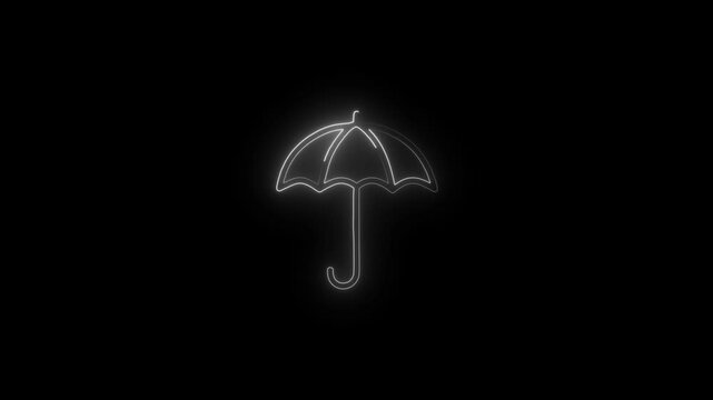   Glowing neon line umbrella icon animation. Fashion accessory, rain and water protection, moisture resistant, protective umbrella, security concept.