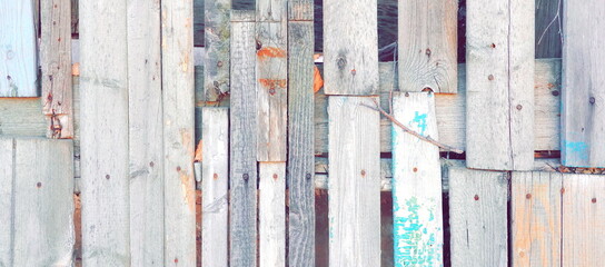 Wooden Fence Texture Closeup Horizontal Multicolor Weathered Rustic Background