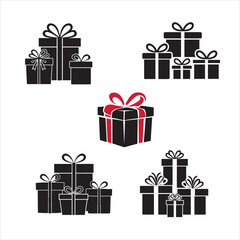 set of christmas gift silhouette