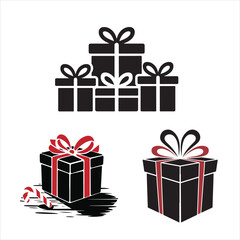 set of christmas gift silhouette