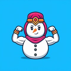 snowman strong muscle mascot
