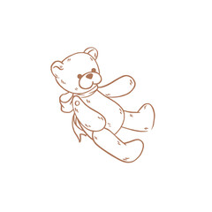Toy bear doodle vector illustration. Teddy bear vintage sketch