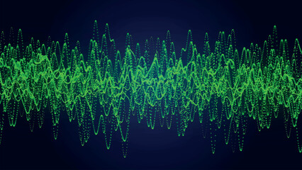 Music abstract background. Equalizer for music. Abstract digital wave of particles. Visualization of sound waves. Technology or science banner. Vector illustration.