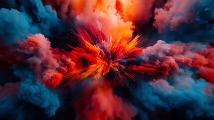 A single giant firework explosion illuminating the night sky during a celebration, dramatic lighting and colors, digital painting, isolated on white background