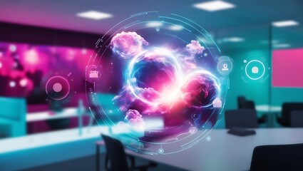 Fototapeta premium Modern high tech background representing technology, communication, and innovation.