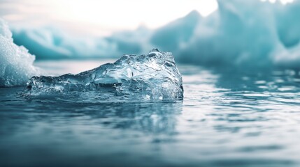 Obraz premium Clear Ice on Calm Water Surface with Blue Tones