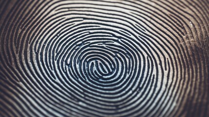 A detailed close-up of a fingerprint, showcasing its intricate whorls and ridges.