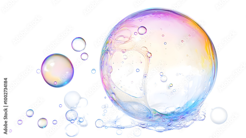 Leinwandbilder Captivating and Ephemeral Visuals of Iridescent Soap Bubbles Floating Gracefully in the Air,Reflecting Rainbow Hues and Shimmering Translucence