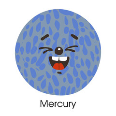 Vector illustration of the mercury with a face on a white background