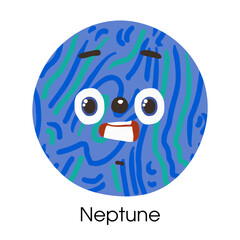 Vector illustration of the neptune with a face on a white background