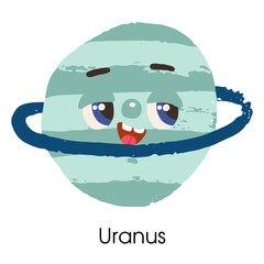 Vector illustration of the uranus with a face on a white background