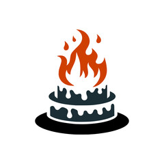 birthday cake with fire logo vector illustration template design