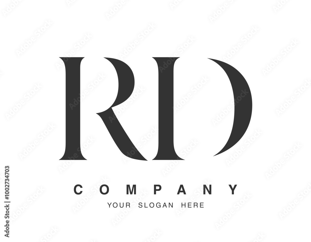 Fototapete rd logo design. initial letter r and d serif font style. creative classic company name typography. t