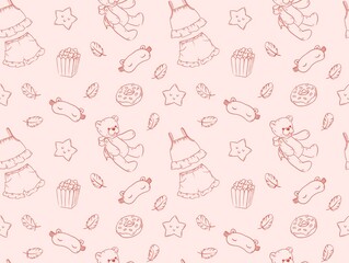 Girls seamless pattern. Pajama party print