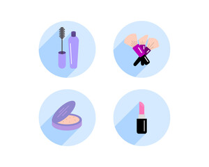 Beauty, Body Care and Cosmetics. Vector Linear Flat Icons and Design Elements
