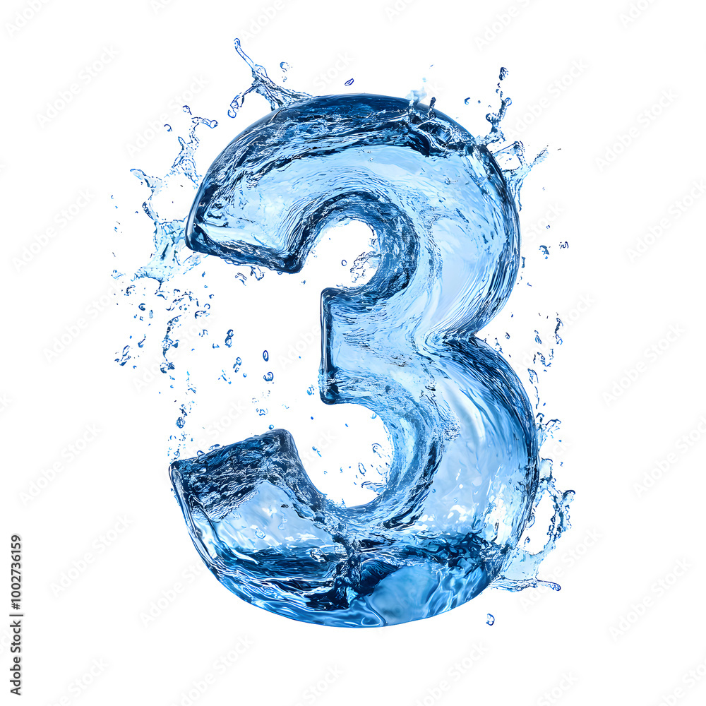 Aufkleber Captivating image showcasing a dynamic blue water splash with swirling liquid curves and abstract patterns. This energetic and refreshing visual element can be used for a variety of creative projects.