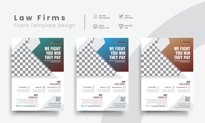 Professional corporate law firm flyer for lawyer brand identity promotion. Modern lawyer flyer or attorney flyer with marketing layout. Vol - 9