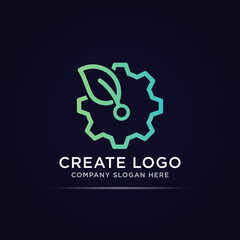 leaf gear technology logo using dot circle line concept