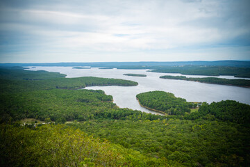Fall forest and river scene