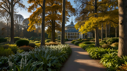 Obraz premium A building in the park in autumn