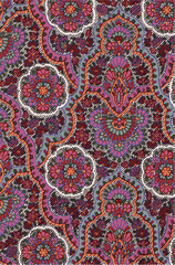  intricate paisley floral pattern in vibrant colors, perfect for textile design or wallpaper.