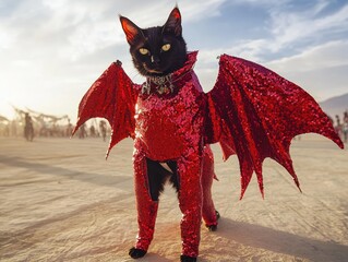 Naklejka premium red cat on the beach