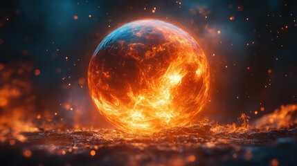 Fototapeta premium Fiery Planet in Space