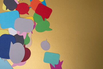 A burst of colorful speech bubbles ready to share ideas and stories