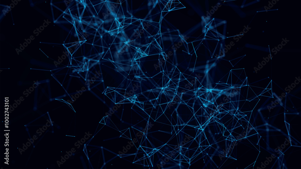 Poster abstract background with connecting dots and lines. network connection structure. plexus effect. 3d 