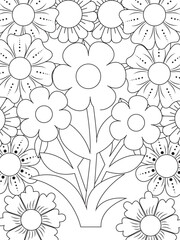 Fototapeta premium Flowers Coloring Pages For Adules