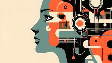 Vibrant Abstract Geometric Composition with Surreal Digital