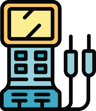 recommend clip art: Digital multimeter with probes is measuring electricity