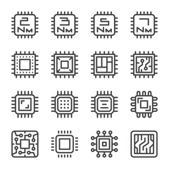 chipset line icon set