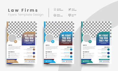 Professional corporate law firm flyer for lawyer brand identity promotion. Modern lawyer flyer or attorney flyer with marketing layout. Vol - 10