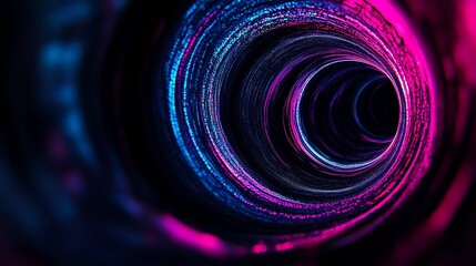 Obraz premium Futuristic tunnel with holographic layers, vibrant lights, and motion blur, Abstract tunnel background, Holographic effects