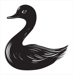 silhouette of a duck,bird, swan, animal, duck, goose, illustration, vector, silhouette, nature, cartoon, water, beak, icon, black, wild, lake, drawing, wildlife, birds, design, feather, love, art, sym