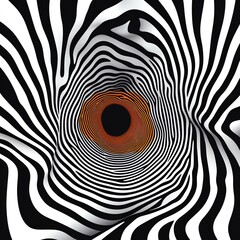 Optical illusion tunnel with warped lines, vibrant contrast, and a dizzying perspective, Abstract tunnel background, Optical illusion