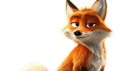 Obraz premium Playful Cartoon Fox with Charming Expression