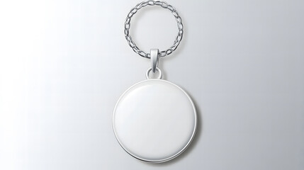  Blank Round Keychain Mockup Hanging on Chain