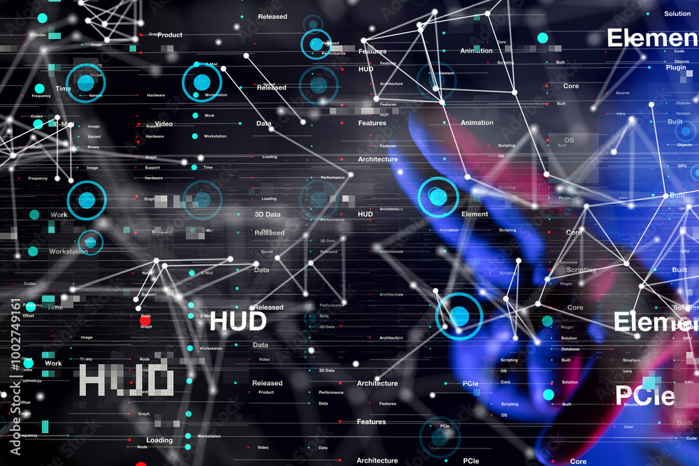 Aufkleber neural network 3d illustration. big data and cybersecurity