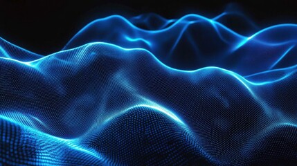 Naklejka premium Vibrant Visualization of Sound Waves in Blue Neon Illustration for Modern Design Projects